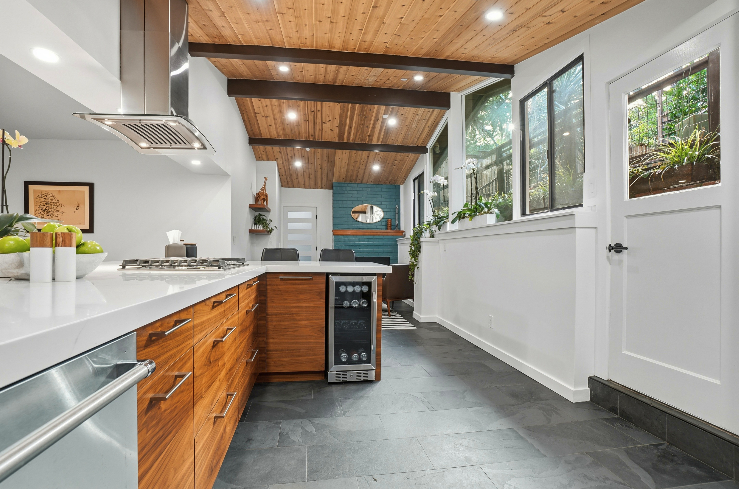 Kitchen detail with beams