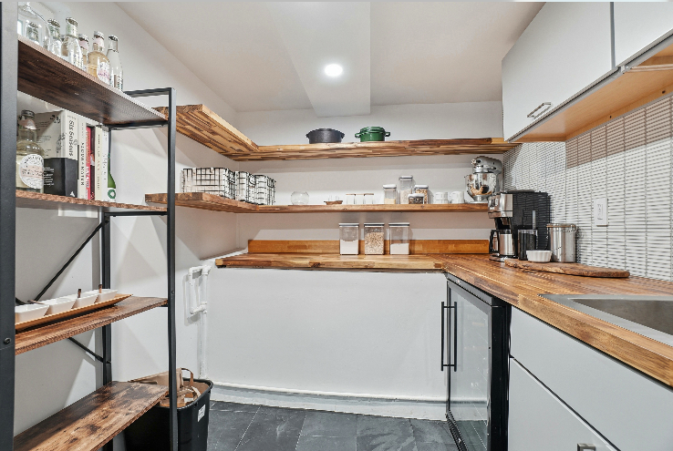 Pantry with open shelving